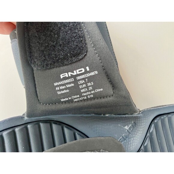AND1 Men’s Dunk Slide Gray and Black Adjustable Slides Slip-On Sandals Size 7 - Picture 2 of 7